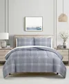 Macy's Benjamin Plaid Reversible 3-pc. Comforter Sets In Gray