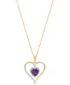 Macy's Birthstone Gemstone & Diamond Accent Heart 18" Pendant Necklace In 14k Gold-plated Sterling Silver In Amethyst
