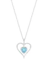 Macy's Birthstone Gemstone & Diamond Accent Heart 18" Pendant Necklace In 14k Gold-plated Sterling Silver In Blue Topaz