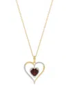 Macy's Birthstone Gemstone & Diamond Accent Heart 18" Pendant Necklace In 14k Gold-plated Sterling Silver In Garnet