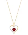 Macy's Birthstone Gemstone & Diamond Accent Heart 18" Pendant Necklace In 14k Gold-plated Sterling Silver In Ruby