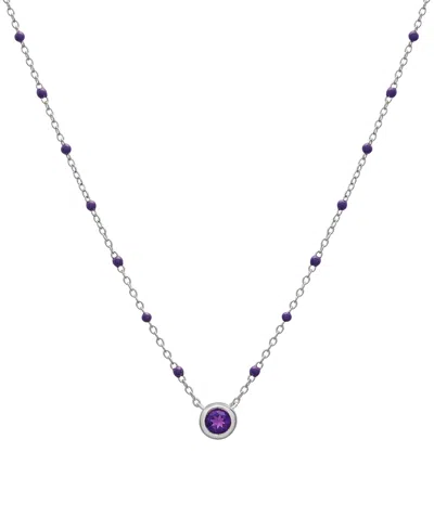 Macy's Birthstone Gemstone Necklace In Sterling Silver, 16" + 2" Extender In Amethyst