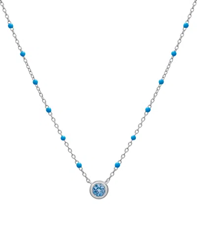 Macy's Birthstone Gemstone Necklace In Sterling Silver, 16" + 2" Extender In Blue Topaz