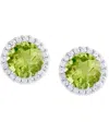 Macy's Birthstone Round Cubic Zirconia Halo Solitaire Stud Earrings In Silver Plate In August,simulated Peridot