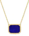 Macy's Black Agate Bead-framed Rectangular 17" Pendant Necklace In Sterling Silver (also In Hematite, Lapis In Lapis