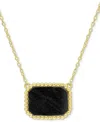 Macy's Black Agate Bead-framed Rectangular 17" Pendant Necklace In Sterling Silver (also In Hematite, Lapis In Hamatite