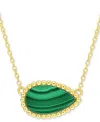 Macy's Black Agate Pear Bead Frame 17" Pendant Necklace In Sterling Silver (also In White Agate, Malachite, In Malachite