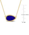 Macy's Black Agate Pear Bead Frame 17" Pendant Necklace In Sterling Silver (also In White Agate, Malachite, In Lapis