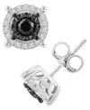 Macy's Black & White Diamond Earrings (1 Ct. T.w.) In Sterling Silver In Silver