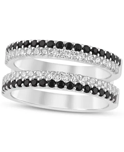 Macy's Black & White Diamond Guard Ring (1 Ct. T.w.) In 14k White Gold