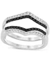 Macy's Black & White Diamond Guard Ring (3/8 Ct. T.w.) In 14k White Gold
