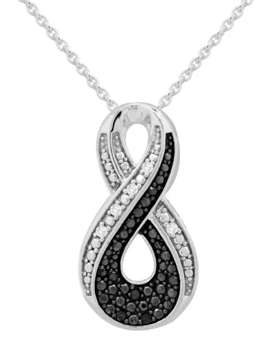 Macy's Black & White Diamond Infinity 18" Pendant Necklace (1/6 Ct. T.w.) In Sterling Silver