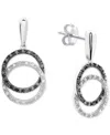 Macy's Black & White Diamond Interlocking Circle Drop Earrings (1/6 Ct. T.w.) In Sterling Silver In Sterling Silver