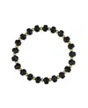 Macy's Black Crystal And 14k Gold Plated Ball Stretch Bracelet In Gold