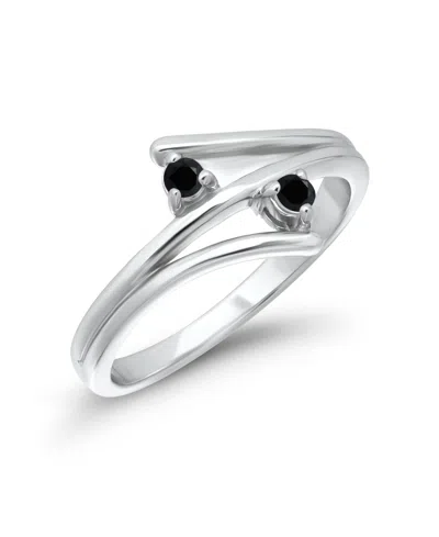 Macy's Black Cubic Zirconia Cocktail Ring In Silver