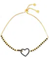 Macy's Black Cubic Zirconia Heart & Bezel Bolo Bracelet In Gold