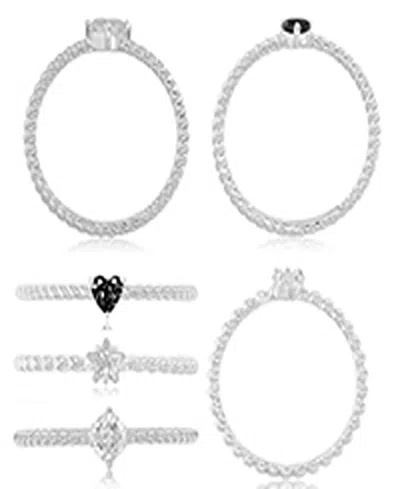 Macy's Black Cubic Zirconia Heart, Flower & Cushion Cut Ring In 14k Yellow Gold Over Sterling Silver