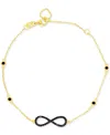 Macy's Black Cubic Zirconia Infinity Chain Link Bracelet In 14k Gold-plated Sterling Silver In Black