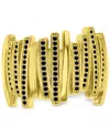 Macy's Black Cubic Zirconia Multi Row Ring In 14k Gold Over Sterling Silver In Gold