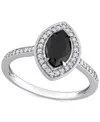 Macy's Black Diamond (1 Ct. T.w.) & White Diamond (1/4 Ct. T.w.) Marquise-cut Halo Engagement Ring In 14k W In White Gold