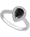 Macy's Black Diamond (1 Ct. T.w.) & White Diamond (1/4 Ct. T.w.) Pear-cut Halo Engagement Ring In 14k White In White Gold