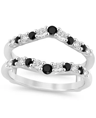 Macy's Black Diamond & White Diamond Ring Guard Enhancer (1-1/10 Ct. T.w.) In 14k White Gold