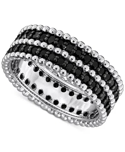 Macy's Black Diamond Double Row Beaded Eternity Band (1-1/6 Ct. T.w.) In 14k Gold