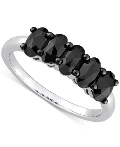 Macy's Black Diamond Oval Anniversary Ring (1-1/4 Ct. T.w.) In 10k White Gold