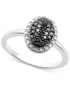 Macy's Black Diamond Oval Cluster Ring (1/6 Ct. T.w.) In Sterling Silver In Sterling Silver