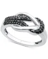 Macy's Black Diamond Polished Interlocking Ring (1/6 Ct. T.w.) In Sterling Silver In Sterling Silver
