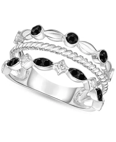 Macy's Black Diamond Ring (1/4 Ct. T.w.) In Sterling Silver In Metallic