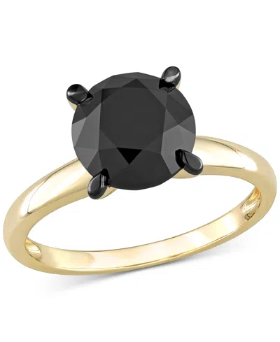 Macy's Black Diamond Solitaire Engagement Ring (3 Ct. T.w.) In 14k Yellow Gold