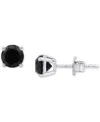 Macy's Black Diamond Stud Earrings (2 Ct. T.w.) In Sterling Silver In Sterling Silver