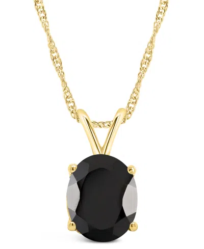 Macy's Black Onyx (10x8mm) & Aquamarine (2-3/8 Ct. T.w.) Pendant Necklace In 14k Yellow Gold (also In 14k W