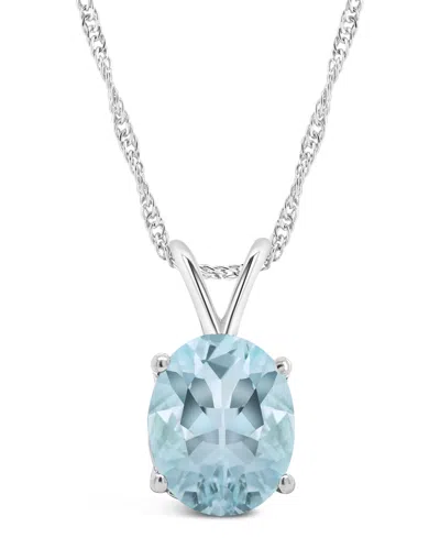 Macy's Black Onyx (10x8mm) & Aquamarine (2-3/8 Ct. T.w.) Pendant Necklace In 14k Yellow Gold (also In 14k W In Blue