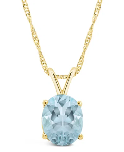 Macy's Black Onyx (10x8mm) & Aquamarine (2-3/8 Ct. T.w.) Pendant Necklace In 14k Yellow Gold (also In 14k W In Blue
