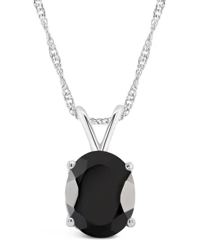 Macy's Black Onyx (10x8mm) & Aquamarine (2-3/8 Ct. T.w.) Pendant Necklace In 14k Yellow Gold (also In 14k W In Silver