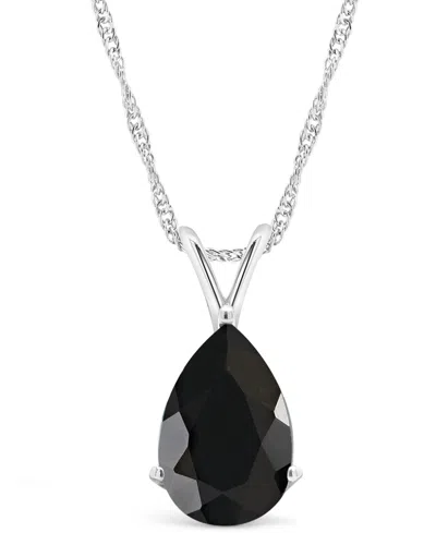 Macy's Black Onyx (12x8mm) Pendant Necklace In 14k Yellow Gold (also In 14k White Gold) In Silver