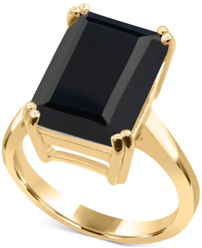 Macy's Black Onyx Emerald-cut Statement Ring In 14k Gold-plated Sterling Silver (also In White Quartz)
