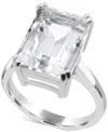 Macy's Black Onyx Emerald-cut Statement Ring In 14k Gold-plated Sterling Silver (also In White Quartz) In White Quartz