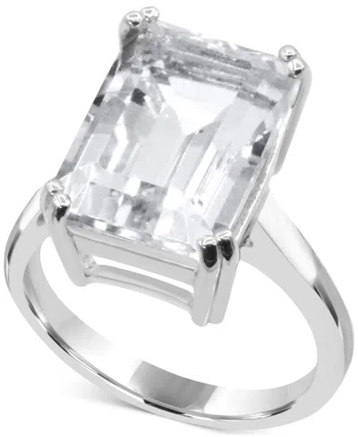 Macy's Black Onyx Emerald-cut Statement Ring In 14k Gold-plated Sterling Silver (also In White Quartz)