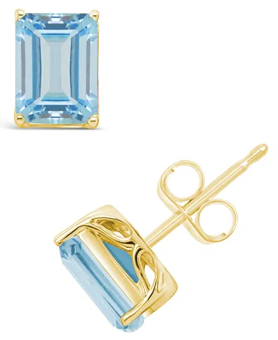 Macy's Black Onyx Stud Earrings In 14k White Gold (also In Aquamarine)