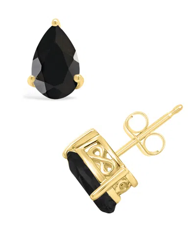 Macy's Black Onyx Stud Earrings In 14k White Gold (also In Aquamarine & Morganite)
