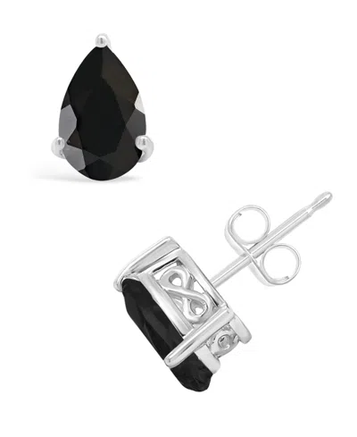 Macy's Black Onyx Stud Earrings In 14k White Gold (also In Aquamarine & Morganite)