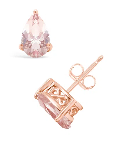 Macy's Black Onyx Stud Earrings In 14k White Gold (also In Aquamarine & Morganite) In Pink