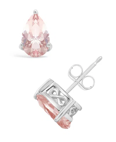 Macy's Black Onyx Stud Earrings In 14k White Gold (also In Aquamarine & Morganite) In Pink