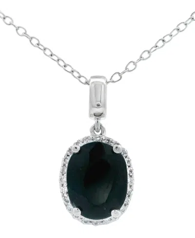 Macy's Black Sapphire (1.45 Ct. T.w.) & White Topaz (0.13 Ct. T.w.) Pendant Necklace In Sterling Silver
