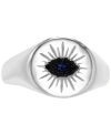 MACY'S BLACK SPINEL (1/20 CT. T.W.) & LAB-GROWN BLUE SPINEL ACCENT EVIL EYE RING IN STERLING SILVER