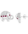 Macy's Black Spinel (1/4 Ct. T.w.) & Lab-grown White Sapphire (1/10 Ct. T.w.) Elephant Stud Earrings In Ste In Ruby