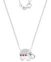 MACY'S BLACK SPINEL (1/4 CT. T.W.) & LAB-GROWN WHITE SAPPHIRE (1/8 CT. T.W.) ELEPHANT PENDANT NECKLACE IN S